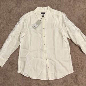 Elegant Ivory Lace Button-Down Shirt